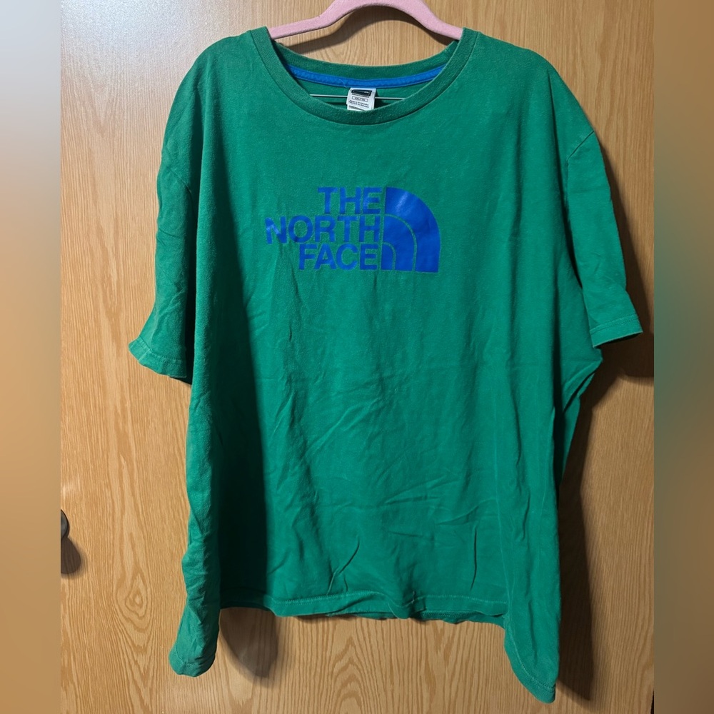 The North Face Mens Green Tee with Blue Logo